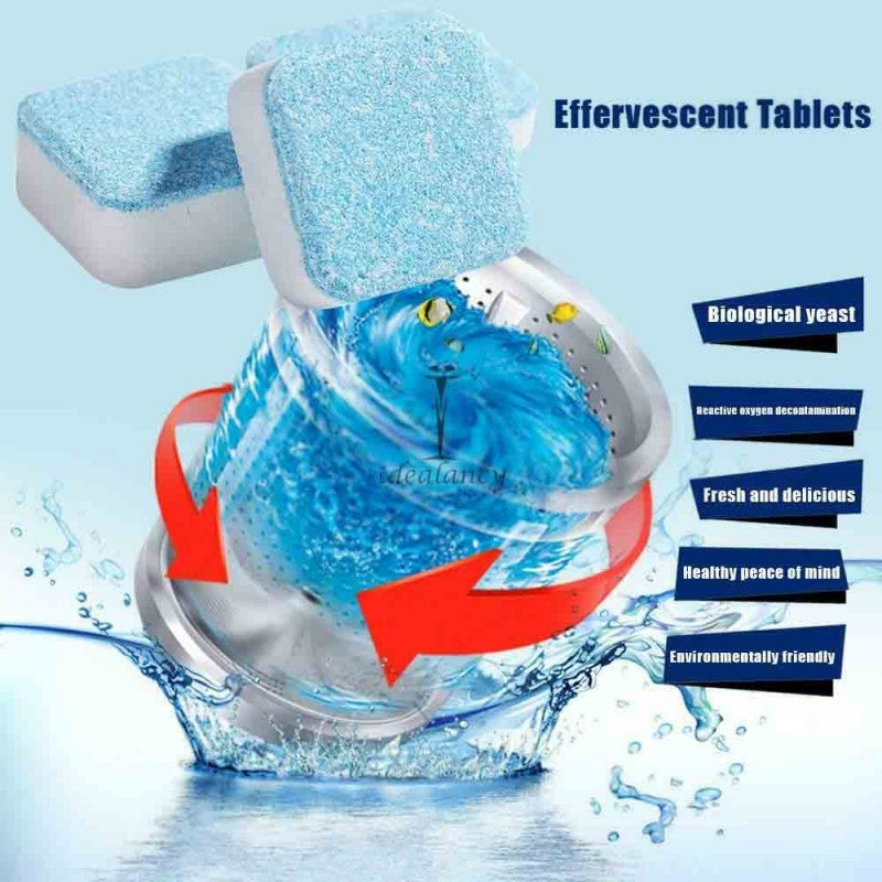 12 Pcs Washing Machine Cleaning Tablets for Odor and Bacteria Removal